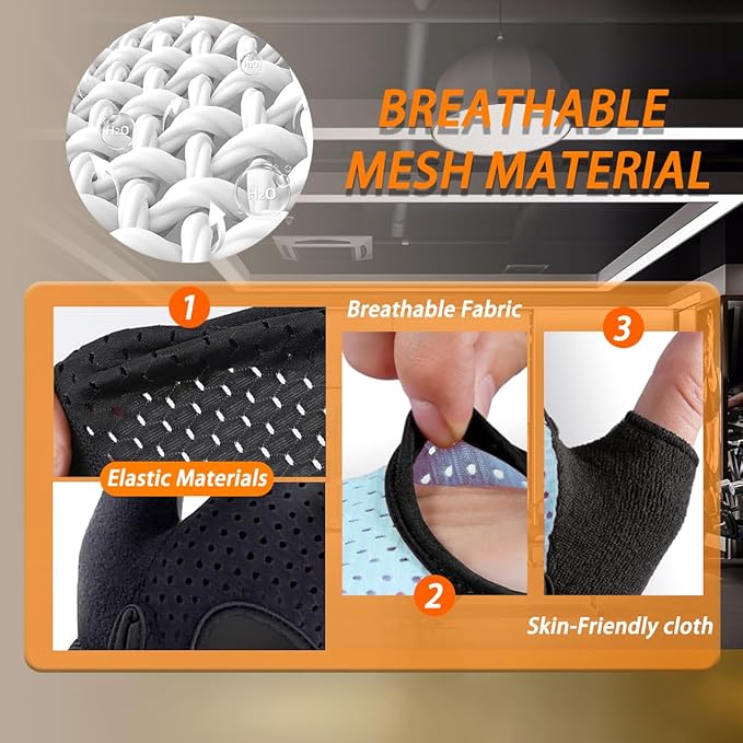 Workout Gloves for Men and Women,Gym Gloves for Weight Lifting with Wrist Support,Exercise,Rock Climbing, Biking,Training,Fitness,Pull up,Fingerless, Breathable and Snug fit