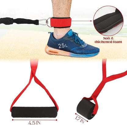 Resistance Bands Set with Protective Nylon Sleeves, 15-Pack Anti-Snap Exercise Bands (Up to 150 lbs), Heavy Duty Workout Bands with Handles, Door Anchor, Ankle Straps for Resistance Training