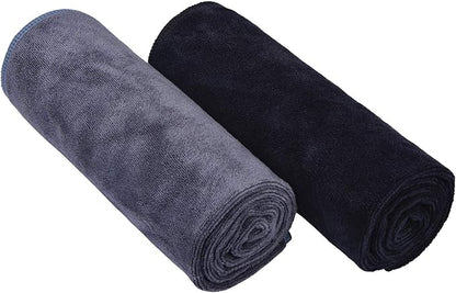 HOPESHINE Home Gyms Towel for Men Women Microfiber Gym Towels Cycling Workout Sweat Towel Set Quick Dry Exercise Sports Travel Towel Fast Drying 2-Pack (Black + Grey)