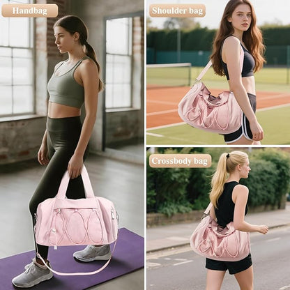 Small Gym Bag for Women, Travel Duffle Bag Carry On Weekender Bag with Shoe Compartment Overnight Gym Tote Personal Item Bag for Men
