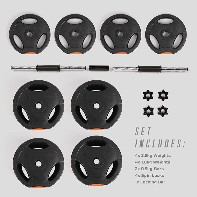 Phoenix Fitness Dumbbells Weight Set, Adjustable 2 in 1 Barbell Set for Exercise, Muscle and Strength Training