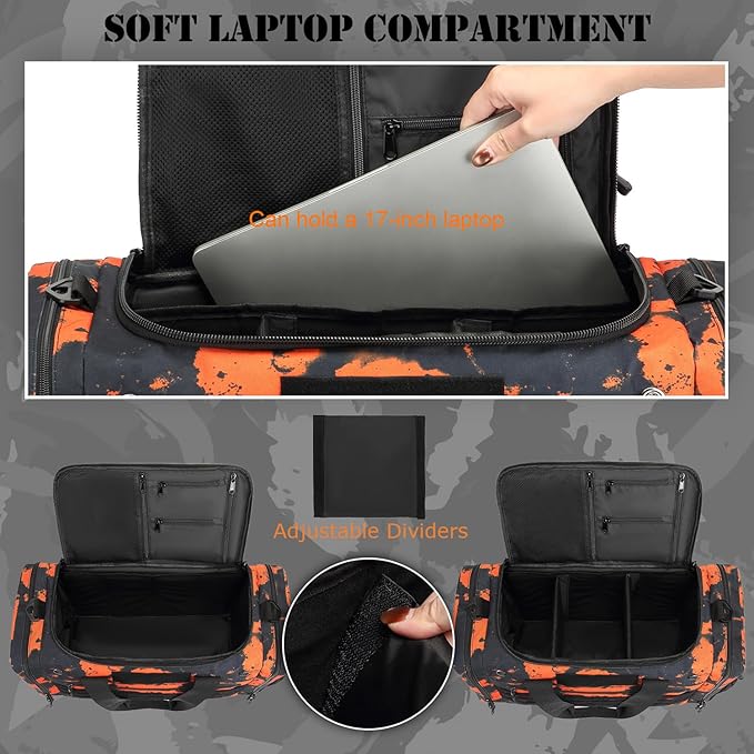 45L Gym Bag for Men & Women, Tactical Military Duffle Bag for Travel Weekender Gym Workout Deployment, Large Sports Bag for Hockey Football Baseball Soccer Basketball & Team training