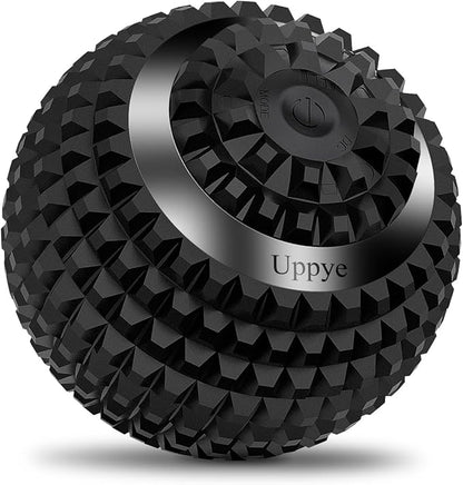 Uppye Vibrating Ball Massager, 4-Speed High-Intensity Fitness Lacrosse Ball, Mobility Ball for Workout Recovery, Deep Tissue Massager for Pain Relief and Trigger Point Treatment (Black)