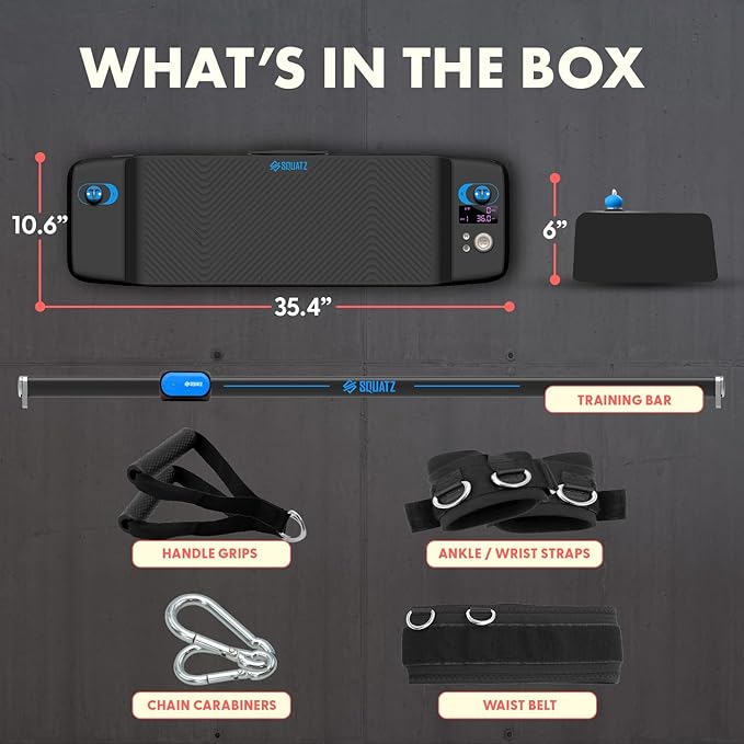 SQUATZ Multifunctional Push-Up Board Workout System w/ LED Display – Portable Home Gym Equipment, Bluetooth Connectivity, Resistance Training Device, Full Body Workout, 4 Training Modes, Durable(Blue)