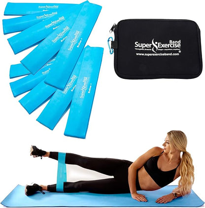 USA 14" x 3" Extra Long Latex Free Mini Loop Bands in 3, 5, 10 Pack Sets. 10 Strengths for Resistance Training, Stretching, Yoga, Toning. Plus an Exclusive iPhone App and E-Book.