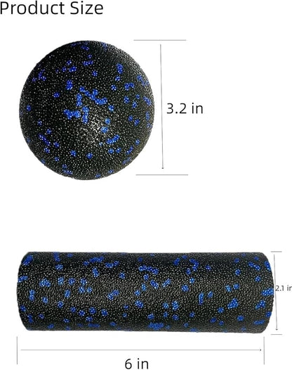 Mini Foam Roller and Massage Ball Set, 6-Inch Small Foam Roller & 3.2-Inch Ball for Travel, Back, Legs, and Muscle Recovery