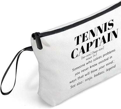 Tennis Captain Appreciation Thank You Funny Birthday Farewell Gifts Accessories for Women Girls Lover Team Female Coworker Friend Small Makeup Cosmetic Bag Christmas