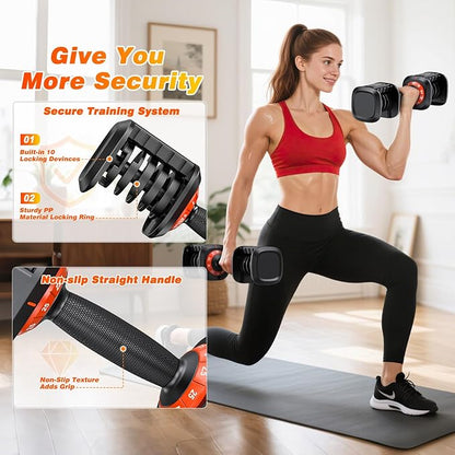 XDDIAS Adjustable Dumbbell Set of 2, 25/55/80/90LB Dumbbell Set- 1-Hand Fast Adjustment with Anti-Slip Handle, Compact Free Weights Dumbbells Set for Men/Women Home Gym Strength Training Equipment