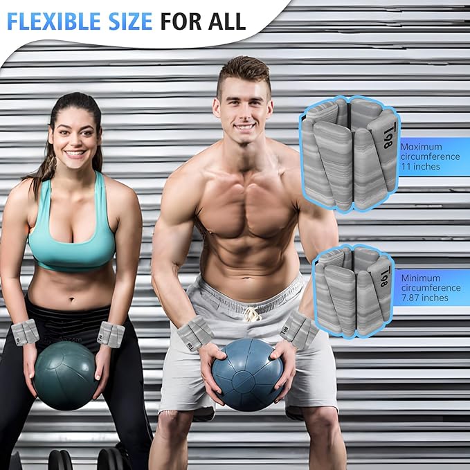 T98 Wrist & Ankle Weights for Women Men, Wearable Wrist Weights Set of 2(1Lbs Each), Adjustable Arm Leg Bracelet Weights for Strength Training, Aerobics, Barre, Suit for Home Outdoor Workout