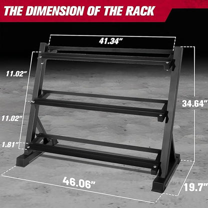 RitFit Rubber Coated Hex Dumbbell Set with Rack, 5-780LB for Home Gym Strength Training, Anti-Slip Knurled Handle, Hexagon Anti-Roll, Heavy-Duty Storage Rack