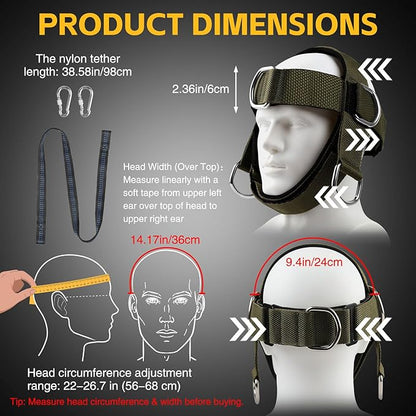 Fitness Neck Head Harness Trainer, Adjustable Chin Strap and Head Harness Strength, Neoprene Neck Exerciser for Weight Lifting, Home and Gym Use