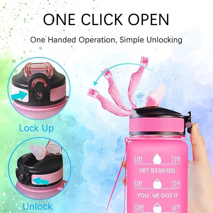 Love Dachshund Dog Water Bottle 32 Oz for Dog Lover – Leakproof BPA Free Sport Water Bottle with Straw & Carry Strap, Motivational Time Marker for Gym, Fitness, Outdoor, Travel, Office