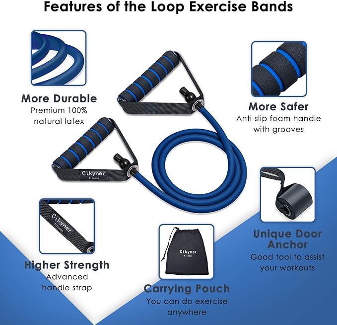 Cikyner Resistance Bands, Resistance Tubes Resistance Bands with Handles Exercise Bands, Ideal for Home Gym Physical Therapy Strength Training Muscle Toning, Door Anchor & Bag Included
