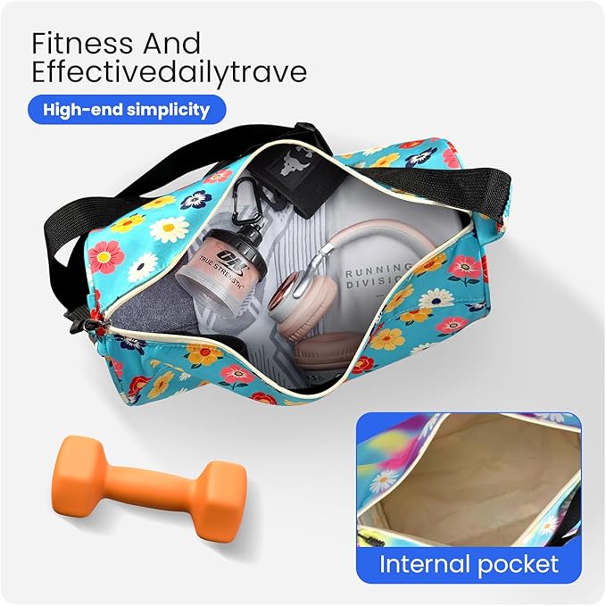 C&F BOGMOST Small Gym Bag for Women & Men,Small Lightweight Duffel Bag Carry On Bags Mini Duffel Travel Bag Waterproof Sports Bags for Workout/Sport/Trave,Colorful Flowers