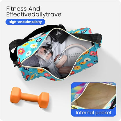 C&F BOGMOST Small Gym Bag for Women & Men,Small Lightweight Duffel Bag Carry On Bags Mini Duffel Travel Bag Waterproof Sports Bags for Workout/Sport/Trave,Colorful Flowers