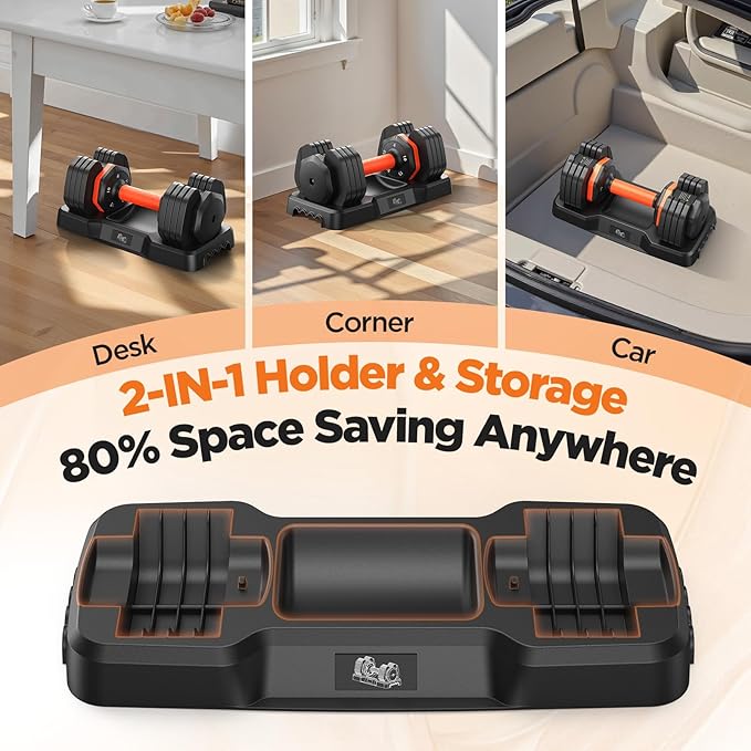 2026 Updated Adjustable Dumbbell Set of 2, 110lbs/50lbs Weights Dumbbell Set with Storage Box, 25lbs/55lbs Adjustable Weights with Anti-slip Silicone Grip, Weight Set For Home Gym Suit both Men and Women