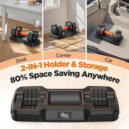 2026 Updated Adjustable Dumbbell Set of 2, 110lbs/50lbs Weights Dumbbell Set with Storage Box, 25lbs/55lbs Adjustable Weights with Anti-slip Silicone Grip, Weight Set For Home Gym Suit both Men and Women