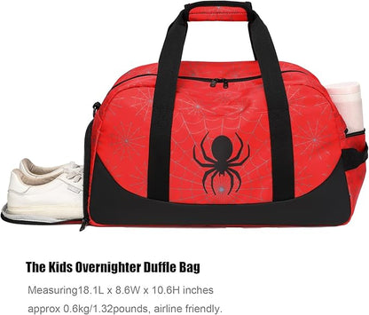 Octsky Kids Sports Gym Bag Boys Girls Overnight Weekend Bag with Shoe Compartment Small Soccer Duffel Football Bag, Red