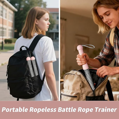 Ropeless Battle Ropes Weighted — 2 Pack Portable Cordless Battle Ropes for HIIT & Cardio Full-Body Workout Tool with Non-Slip Spiral Handles, Travel-Friendly Home Gym Equipment for Women & Men