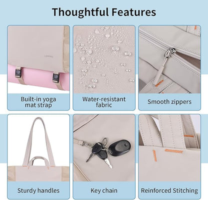 Tote Bag for Women, Lightweight Versatile Gym Travel Bags with Yoga Mat Strap, Wet Pocket, Shoe Bag & Cosmetic Pouch, Everyday Tote for Workout Fitness Pilates Swimming Work Stylish Handbag