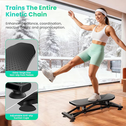 Balance Board with Resistance Bands, 300LBS Portable Ski Balancing Machine Exercise Equipment Featuring LCD Monitor for Cardio, Quiet Home Ski Simulator Trainer for Full Body Workout