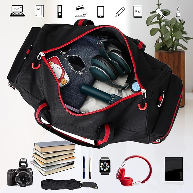 Gym Bag for Women and Men 35L Small Travel Bag for Sports, Gyms and Weekend Getaway with Wet Clothes Compartments Mini Heavy Duty Duffel Bag