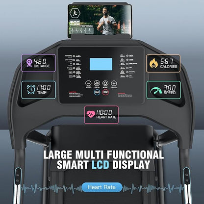 ANCHEER Foldable Treadmill with Sit Up Bench, 2025 Upgrade 3.5HP Portable Treadmills for Home with Incline 350 lbs Capacity, Smart LCD Display Body Fat& Heart Rate, Multifunction Exercise Equipment