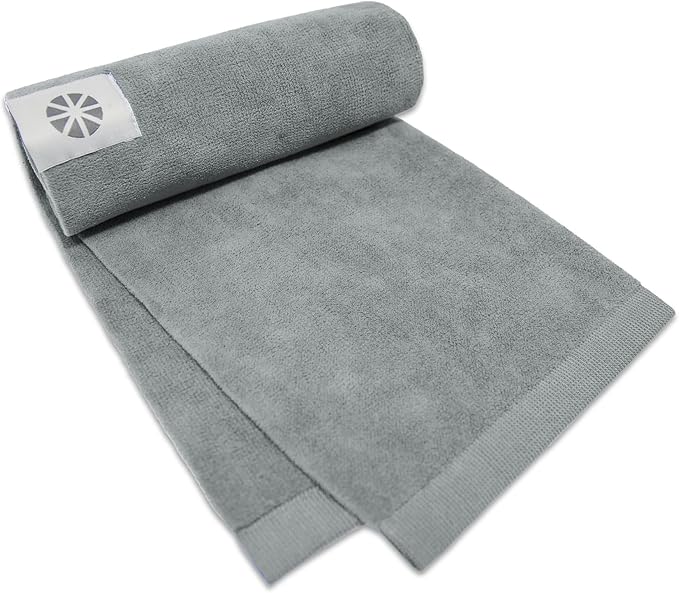 MICRODRY Wonder Towel - Ultra Absorbent Luxury Fitness Workout Towel, Microfiber Cooling Towel for Face and Neck, Quick Drying, Soft to Touch, Exercise at Home or Gym, Great for Yoga,16x28, Light Grey
