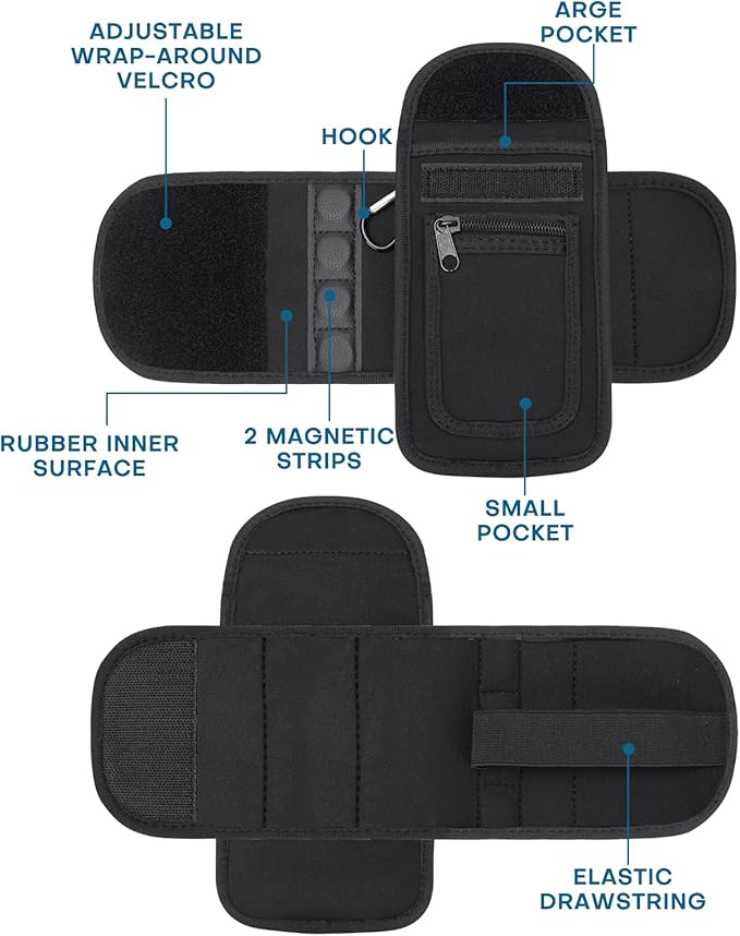 Magnetic Gym Water Bottle Bag – Instantly Attach to Metal Devices, Racks & Machines, Fits 18–40oz Bottles, Gym Accessories with Phone Pocket & Key Clip for Men & Women