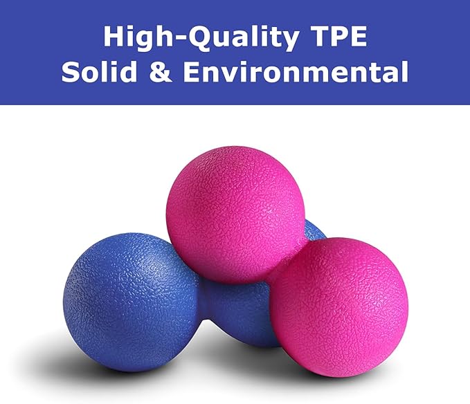 GOGO Peanut Massage Ball for Myofascial Release, Hot Pink Double Lacrosse Fascia Balls for Back Feet Trigger Point Therapy, Deep Tissue