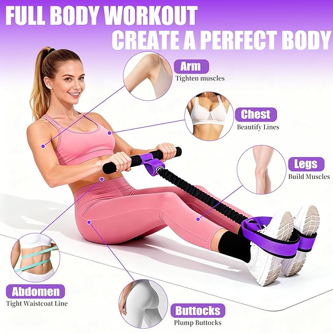 2026 Upgrade Pedal Resistance Bands with Handle - Multifunction Foot Pedal Resistance Band with Training Poster - Fashion Puller Exercise Equipment for Abdomen, Waist, Arm, Core, Leg