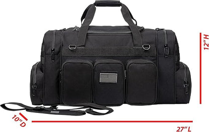 K-Cliffs Tactical Range Duffel Heavy Duty Travel Bag Quality Sport Gear Gym Tote Molle Lockable With US Patch (33" Duffel + Backpack)