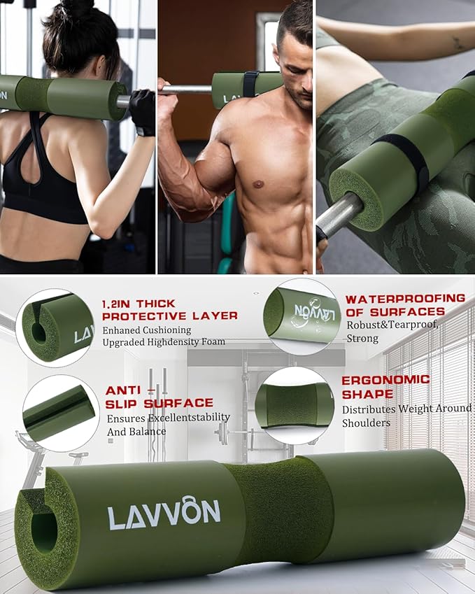 7Pcs-Barbell Pad Set for Hip Thrust - Squat Pad, Bench Press Workout Foam Weight Lifting Bar Cushion,Gym Accessories for Women with Bar Bad,with Gym Ankle Straps,Hip Resistance Bands,Lifting Strap