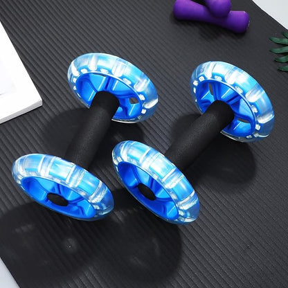 Dual Wheel Ab Roller Fitness Wheel Core Strength Trainer Blue for Home Gym Workout and Weight Loss Equipment