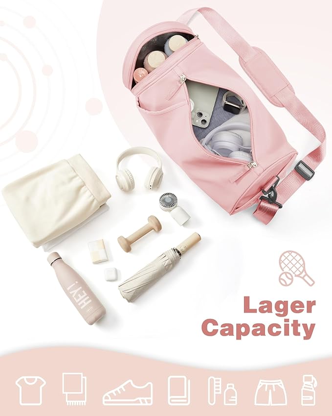 Small Gym Bag for Women,Waterproof Mini Duffle Bag Womens Spotrs Workout Bags Small Travel Duffel Bag with Wet Pocket Carry on Weekender Bags for Dance Swimming,Gym,Yoga,Fitness Pink