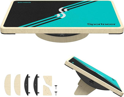 Sportneer 2-in-1 Balance Board – Adjustable Wobble & Slant Board for Core Strength, Stretching, Rehab, Standing Desk, Home Gym Workout
