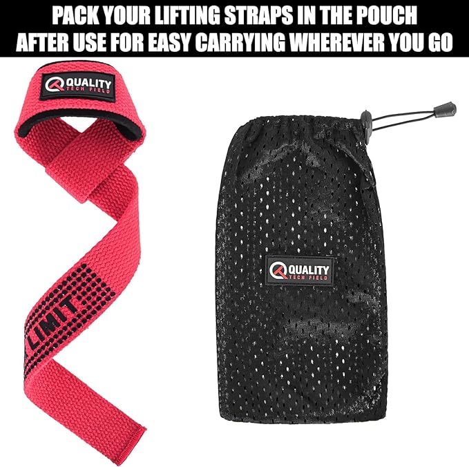 QTF Lifting Wrist Straps for Weightlifting, Gym Wrist Wraps Padded Wrist Support Wraps, Bodybuilding, Powerlifting, Deadlifting and Secure Grip