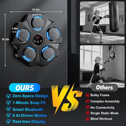 2025 Upgraded Music Boxing Machine - Interactive Punching Trainer, Large Size Wall Mounted Electronic Boxing Target with Adult & Kids Gloves, 9 Modes & 9 Speeds for Adults & Kids