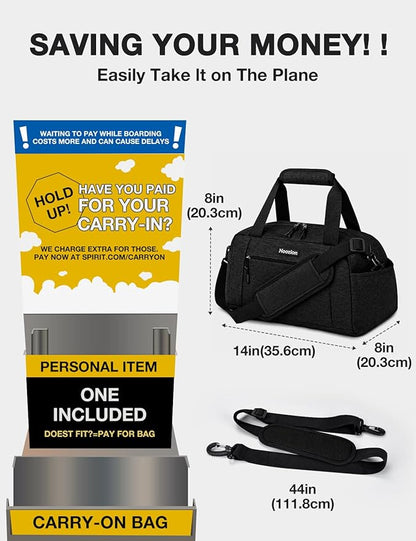 Noozion 14 inch Small Gym Bag for Women & Men, Lightweight Carry On Mini Duffle Bag with Multiple Pockets, Sports Bag for Travel and Workout.