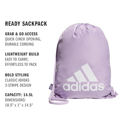 adidas Ready Sackpack – Drawstring Backpack Lightweight Small Gym Bag