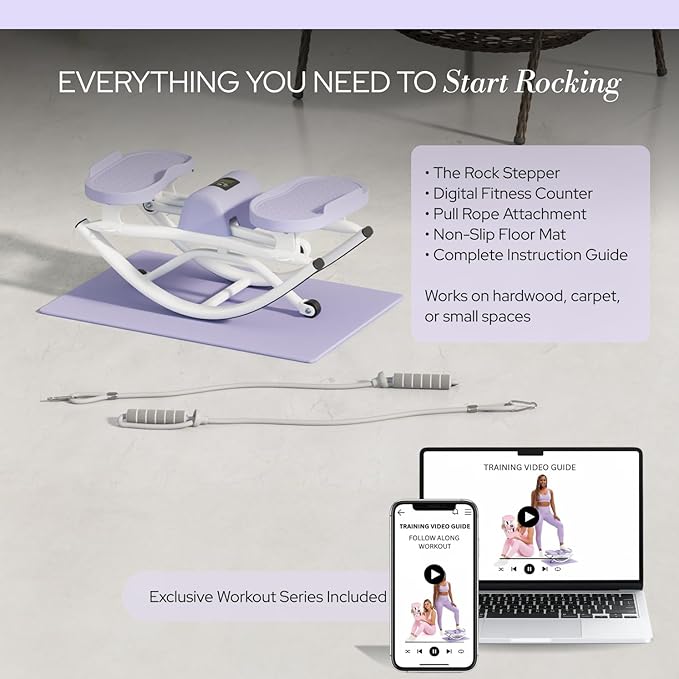 The Rock Stepper - Side to Side Rocking Stepper Machine for Home Workouts - Low Impact Indoor Cardio Leg Glute and Core Training - Quiet Compact Step Rocker Exercise Equipment