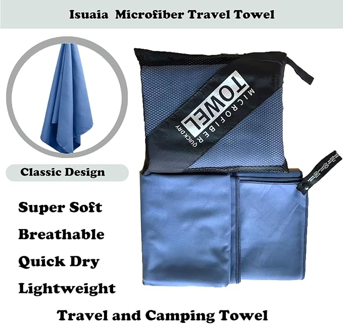 Reusable Quick Dry Beach Towels,Microfiber Travel Towel,Compressed Lightweight Bath Towel for Beach Hiking Gym Yoga Travel Sports Swimming Camping(Navy Blue, 16"*32")