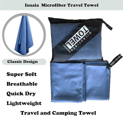 Reusable Quick Dry Beach Towels,Microfiber Travel Towel,Compressed Lightweight Bath Towel for Beach Hiking Gym Yoga Travel Sports Swimming Camping(Navy Blue, 16"*32")