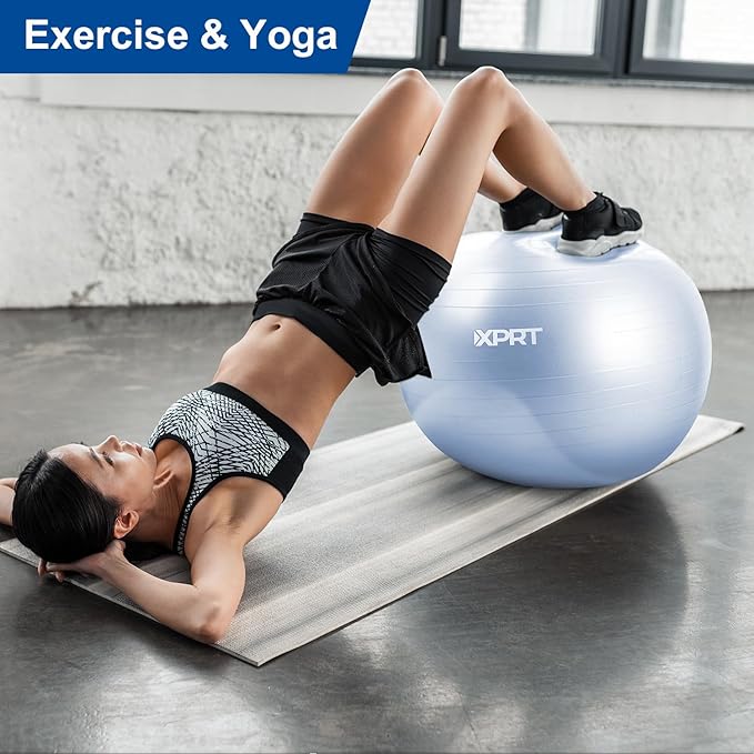 XPRT Fitness Exercise Ball (55/65/75cm) - Yoga Ball for Home Gym Workout, Physical Therapy, Balance, Stability Training - Office Ball Chair with Quick Pump (5 Colors)