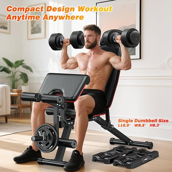 XDDIAS Adjustable Dumbbell Set of 2, 25/55/80/90LB Dumbbell Set- 1-Hand Fast Adjustment with Anti-Slip Handle, Compact Free Weights Dumbbells Set for Men/Women Home Gym Strength Training Equipment