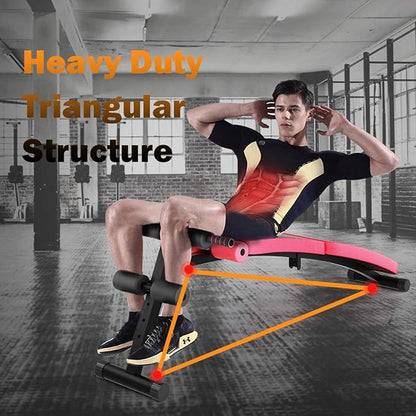 GYMAX Adjustable Sit up Bench, Folding Abdominal Training Slant Bench with Reserve Crunch Handle, Curved Decline Ab Bench for Home/Gym