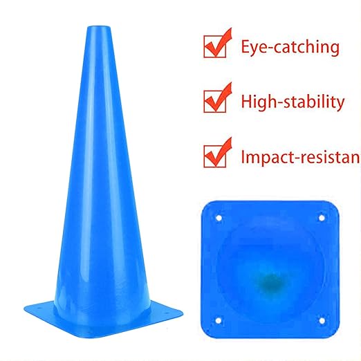 [5 Pack] 18 inch Traffic Cones, Safety Road Parking Cones,Agility Field Marker Cones for Soccer Basketball Football Drills Training, Outdoor Sport Activity & Festive Events– (5 Color Options)