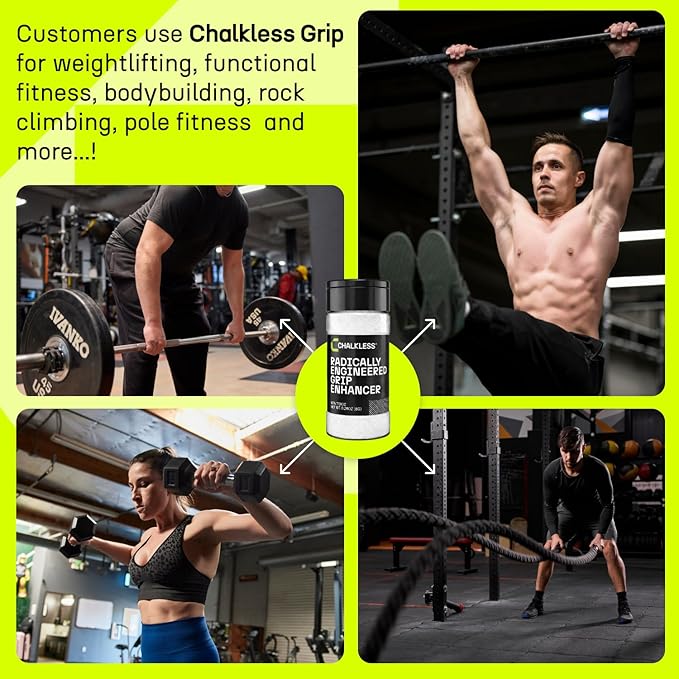 Chalkless Grip Enhancer - Premium Liquid Chalk Alternative & Less Mess Hand Chalk for Weightlifting, Powerlifting, Yoga, Gaming, Climbing, and More, Non-Toxic Long-Lasting & Reliable