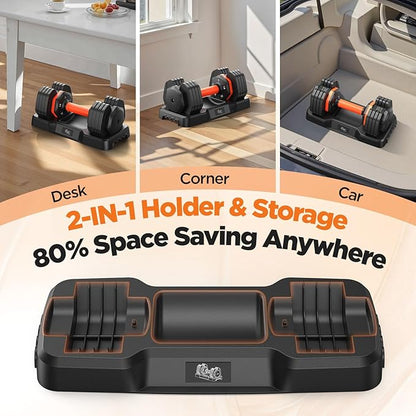 2026 Updated Adjustable Dumbbell Set of 2, 110lbs/50lbs Weights Dumbbell Set with Storage Box, 25lbs/55lbs Adjustable Weights with Anti-slip Silicone Grip, Weight Set For Home Gym Suit both Men and Women