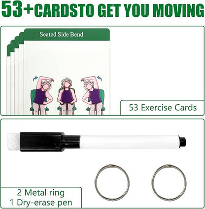Chair Yoga Workouts for Elderly-58 Exercise Cards with Chair Yoga,Gentle Seated Yoga Guide, Chair Yoga for Weight Loss & Flexibility-Exercise Cards for Seniors Over 60